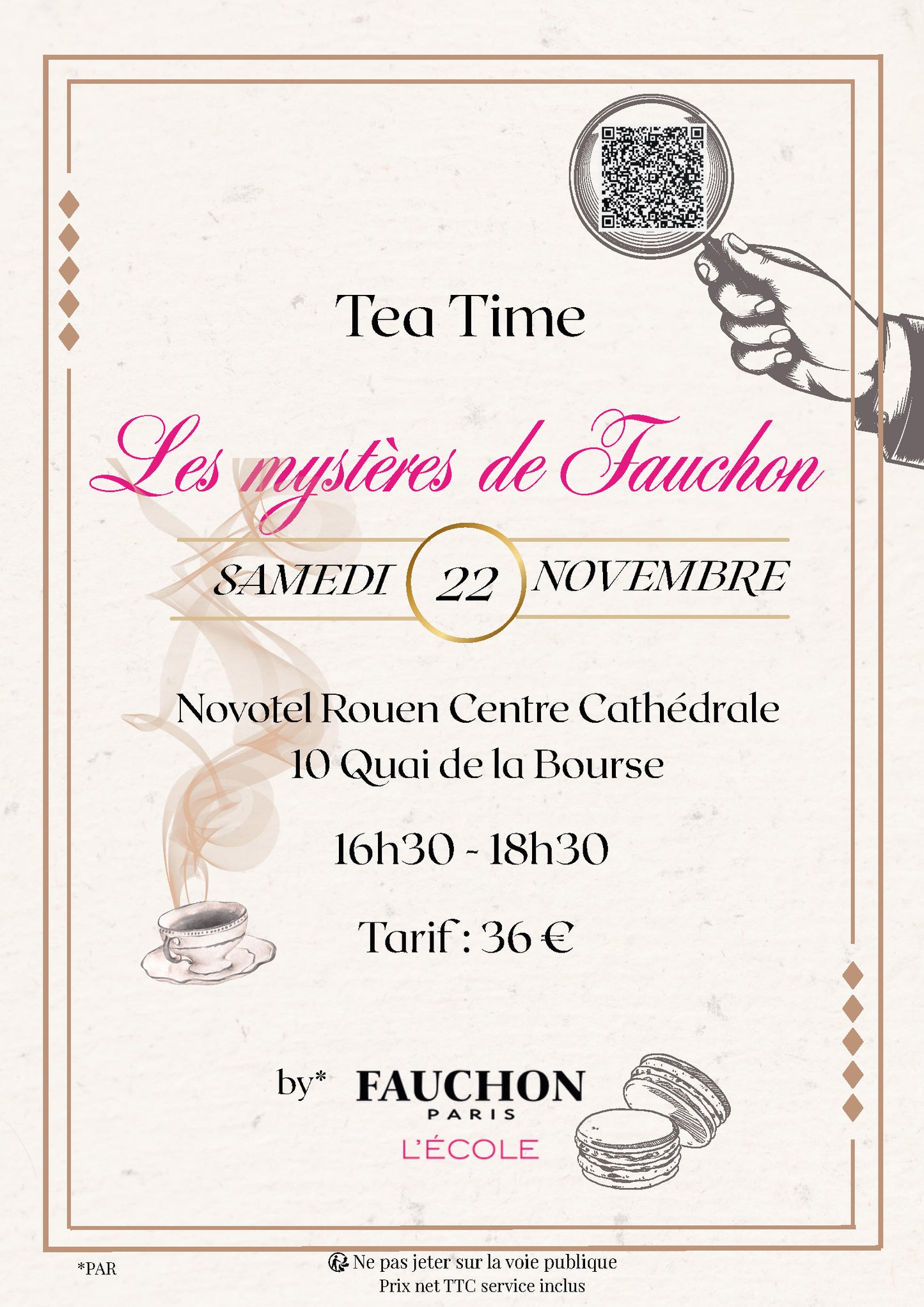 Tea Time - Les Mystères de Fauchon - Samedi 22 novembre @Novotel Rouen Cathédrale